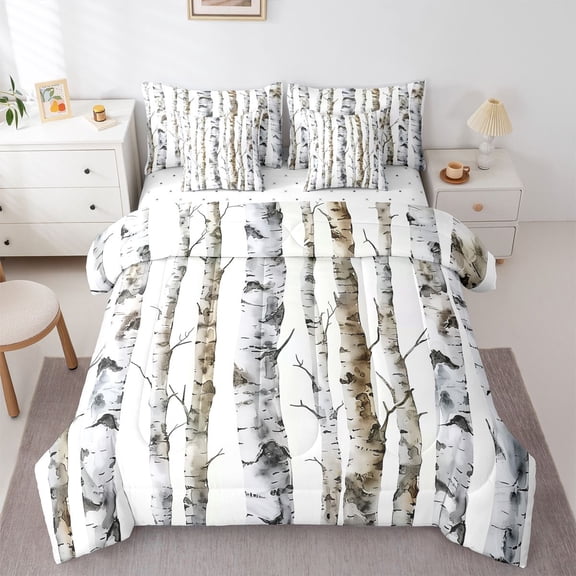 Feelyou Branches Plant Men Twin Bedding Sets 7pcs, Rustic Tree Bedding Comforter Set