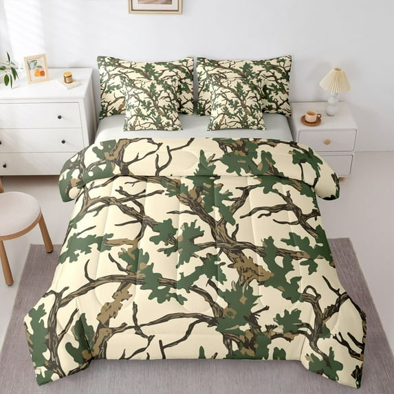 Feelyou Branches Twin Bedding Sets 7pcs, Tree Plant Bedding Comforter Set
