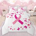 thumbnail image 1 of Feelyou Breast Cancer Awareness Full Size Comforter Sets, Kawaii Butterfly Animal Bedding Comforter Set, Teen Kid Women Girl Reversible Bedding Sets, Microfiber Bedroom Decor, 3 Pieces, 1 of 8