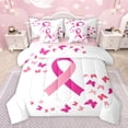 thumbnail image 1 of Feelyou Breast Cancer Awareness Twin Bedding Sets 7-Piece, Kawaii Butterfly Animal Bedding Comforter Set, Teen Kid Women Girl Reversible Sheet Sets, Microfiber Bedroom Decor, 1 of 7