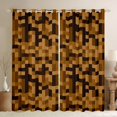 thumbnail image 1 of Feelyou Brown Abstract Curtains Pack of 2 (52x84 Each), Pixel Grid Miners Window Curtains, 1 of 6