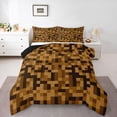 thumbnail image 1 of Feelyou Brown Abstract Full Size Comforter Sets, Pixel Grid Miners Bedding Sets, 3pcs, 1 of 8