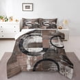 thumbnail image 1 of Feelyou Brown Abstract Ombre Queen Comforter Set, Square Circle Geometric Bedding Sets, Teen Kid Child Adult Reversible Bedding Comforter Set, Lightweight Room Decor, 3-Piece, 1 of 8