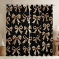 thumbnail image 1 of Feelyou Brown Bowknot Curtains Pack of 2 (52x84 Each), Leopard Print Window Curtains, 1 of 6