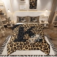 thumbnail image 1 of Feelyou Brown Cheetah Print Full Size Comforter Sets for Kid, Initial Letter K Bedding Comforter Set, Leopard Animal Reversible Bedding Sets, Super Cozy Room Decor, 3-Piece, 1 of 8