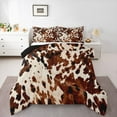 thumbnail image 1 of Feelyou Brown Cow Print Full Size Comforter Sets for Teens, Rustic Farmhouse Bedding Comforter Set, Modern Fashion Style Reversible Bedding Sets, Lightweight Room Decor, 3 Pieces, 1 of 8