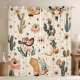 thumbnail image 1 of Feelyou Brown Cowboy Hat Black Out Curtains, Plant Cactus Curtains Pack of 2 (42x63 Each), 1 of 6