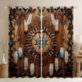 thumbnail image 1 of Feelyou Brown Dreamcatcher Black Out Curtains, Hippie Tribal Triangle Curtains Pack of 2 (42x63 Each), Southwestern Style Bedroom Curtains, Curtains and Drapes Room Decor, 1 of 6