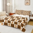 thumbnail image 1 of Feelyou Brown Gingerbread Man Full Size Sheets, Plaid Buffalo Bed Sheets, Teens Boys Girls Kids Sheet Sets, Ultra Soft Home Decor, 4pcs, 1 of 7