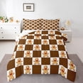 thumbnail image 1 of Feelyou Brown Gingerbread Man Queen Comforter Set, Plaid Buffalo Bedding Sets, Teens Boys Girls Kids Reversible Bedding Comforter Set, Ultra Soft Home Decor, 3pcs, 1 of 8