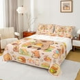 thumbnail image 1 of Feelyou Brown Kawaii Capibara Twin Sheet Sets, Kawaii Fast Food Twin Fitted Sheet, Teens Boys Girls Kids Flat Sheet, Microfiber Bedroom Decor, 3pcs, 1 of 7