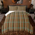 thumbnail image 1 of Feelyou Brown Plaid Full Size Comforter Sets, Stripes Lines Buffalo Bedding Sets, 3pcs, 1 of 8
