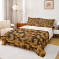 thumbnail image 1 of Feelyou Brown Square Abstract Bed Sheets, Pixel Grid Miners King Sheets, 4 Pieces, 1 of 7