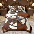 thumbnail image 1 of Feelyou Brown Texas Stars Bedding Comforter Set 7pcs for Kids, Western Rustic Cabin King Bedding Sets, Retro fashion Cow Print Bed Sheets, Microfiber Bedroom Decor, 1 of 8