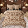 thumbnail image 1 of Feelyou Brown Triangle Aztec Bedding Comforter Set 7 Pieces, Boho Rustic Farmhouse Full Bedding Set, Western Old Fashion Reversible Fitted Sheet Flat Sheet, Breathable Home Decor, 1 of 8
