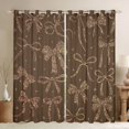 thumbnail image 1 of Feelyou Brown Vintage Bow-tie Black Out Curtains, Ribbon Curtains Pack of 2 (42x63 Each), 1 of 6