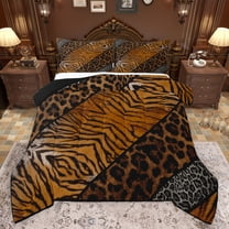 Feelyou Brown Zebra Print Bedding Comforter Set for Teen, Leopard Cheetah Wildlife Twin Comforter Sets, Simple Fashion Style Reversible Bedding Set, Lightweight Room Decor, 2-Piece