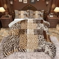 thumbnail image 1 of Feelyou Brown Zebra Print Full Size Comforter Sets for Teen, Fashion Cheetah Leopard Bedding Comforter Set, Chic Abstract Ombre Reversible Bedding Sets, Ultra Soft Bedroom Decor, 3pcs, 1 of 8