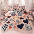 thumbnail image 1 of Feelyou Buffalo Love Heart Full Size Comforter Sets, Dreamy Cartoon Bedding Comforter Set, Modern Fashion Stripes Reversible Bedding Sets, Microfiber Bedroom Decor, 3pcs, 1 of 8