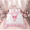 thumbnail image 1 of Feelyou Buffalo Pink Bowknot Bedding Comforter Set for Kids, Initial Y Letter Twin Comforter Sets, Kawaii Princess Style Reversible Bedding Set, Ultra Soft Home Decor, 2-Piece, 1 of 8
