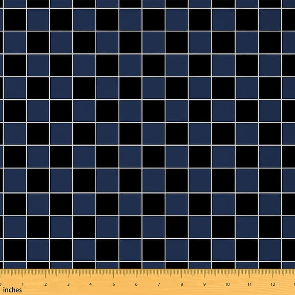 Feelyou Buffalo Plaid Fabric by the Yard 1 Yard, Black Navy Checkered Sewing Fabric, Chic Geometric Artwork Home Decor Fabric by the Yard, Ultra Soft Home Decor