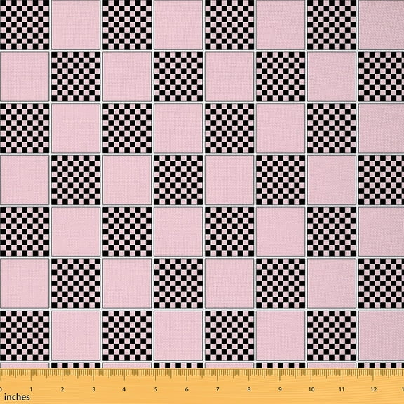 Feelyou Buffalo Plaid Fabric by the Yard 1 Yard, Black Pink Checkered Home Decor Fabric by the Yard, Chic Geometric Sewing Fabric, Super Cozy Room Decor