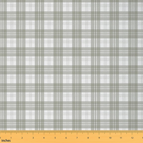 Feelyou Buffalo Plaid Kids Fabric by the Yard 2 Yards, Grey Checkered Artwork Sewing Fabric, Chic Geometric Abstract Home Decor Fabric by the Yard, Luxury Bedroom Decor