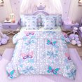 thumbnail image 1 of Feelyou Butterfly Dragonfly Bedding Comforter Set 7pcs, Plum Polkadots King Bedding Sets, 1 of 8