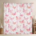 thumbnail image 1 of Feelyou Butterfly Girl Black Out Curtains, Pink Animal Curtains Pack of 2 (42x63 Each), 1 of 6