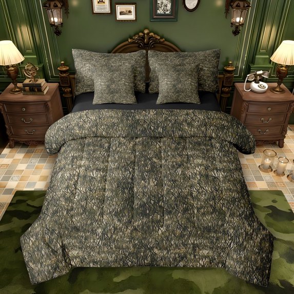 Feelyou Camo Abstract Adult Bedding Comforter Set 7pcs, Rustic Farmhouse Full Bedding Set
