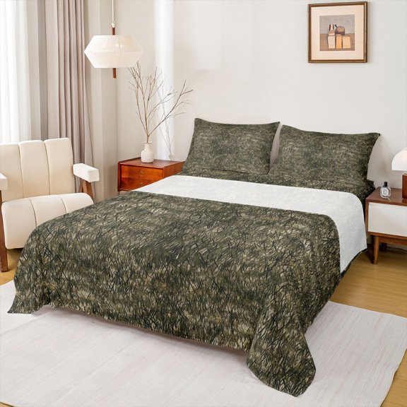 Feelyou Camo Abstract Adult Twin Sheet Sets, Rustic Farmhouse Bedding, 3-Piece