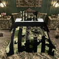 thumbnail image 1 of Feelyou Camo Fishing Twin Comforter Sets for Men Boys, Retro US Flag Bedding Set, Green Black, Black Reversible, 2 Pieces, 1 of 6
