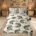 thumbnail image 1 of Feelyou Camo Largemouth Bass Fish Wildlife Twin Bedding Sets for Men Kids, Deep Ocean Bedding Comforter Set, Beige, Grey Reversible, 7 Pieces, 1 of 7