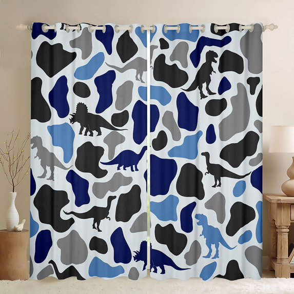 Feelyou Camouflage Curtains Pack of 2 (42x84 Each), Wildlife Dinosaur Curtains Blackout