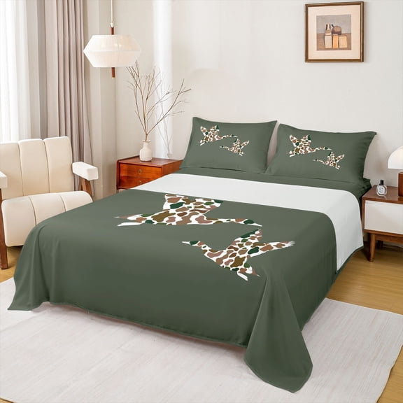 Feelyou Camouflage Duck Full Size Sheets, Jungle Wildlife Bed Sheets, 4 Pieces