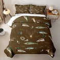 thumbnail image 1 of Feelyou Camouflage Fishing Bed Spread Queen for Men Adults, Retro Deer Duck Bass Camping Wildlife Queen Coverlet Set, Brown, 3-Piece, 1 of 7