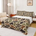 thumbnail image 1 of Feelyou Camouflage Shark Dolphin Bed Sheets for Men Boys, Coastal Animal King Sheets, Khaki Green, 4-Piece, 1 of 5