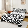 thumbnail image 1 of Feelyou Cartoon Abstract Ombre Full Size Sheets, White Black Circle Geometric Bed Sheets, Teen Kid Child Adult Sheet Sets, Microfiber Bedroom Decor, 4pcs, 1 of 7