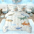 thumbnail image 1 of Feelyou Cartoon Airplane Boys Bedding Comforter Set 7pcs, Helicopter Print Queen Bedding Sets, Dreamy Stars Cloud Reversible Queen Sheet Sets, Breathable Home Decor, 1 of 8