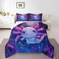thumbnail image 1 of Feelyou Cartoon Axolotl Queen Comforter Set for Teens, Kawaii Ocean Sealife Bedding Sets, Underwater World Reversible Bedding Comforter Set, Ultra Soft Home Decor, 3-Piece, 1 of 8