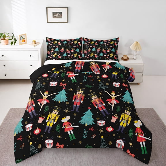 Feelyou Cartoon Ballet Princess Queen Comforter Set for Kid, Nutcracker Royal Guarder Bedding Sets, Christmas Tree Reversible Bedding Comforter Set, Ultra Soft Home Decor, 3pcs