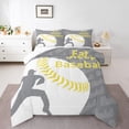 thumbnail image 1 of Feelyou Cartoon Baseball Athlete Full Size Comforter Sets for Boys, Grey Yellow Stripes Bedding Comforter Set, Ball Sports Theme Reversible Bedding Sets, Lightweight Room Decor, 3-Piece, 1 of 8