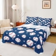 thumbnail image 1 of Feelyou Cartoon Baseball Kids Full Size Sheets, Galaxy Stars Navy Bed Sheets, 4pcs, 1 of 7