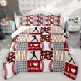 thumbnail image 1 of Feelyou Cartoon Baseball Print Bedding Comforter Set, Sports Player Twin Comforter Sets, Red Stripes Patchwork Reversible Bedding Set, Ultra Soft Bedroom Decor, 2pcs, 1 of 9