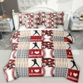 thumbnail image 1 of Feelyou Cartoon Baseball Print Twin Bedding Sets 7-Piece, Sports Player Bedding Comforter Set, Red Stripes Patchwork Reversible Sheet Sets, Ultra Soft Bedroom Decor, 1 of 8