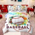 thumbnail image 1 of Feelyou Cartoon Baseball Sport Bedding Comforter Set 7pcs, Fashion Watercolor Art King Bedding Sets, Teens Kids Boys Girls Reversible Bed Sheets, Ultra Soft Bedroom Decor, 1 of 8