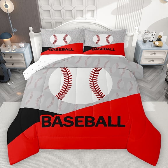 Feelyou Cartoon Baseball Sports Queen Comforter Set, Est Softball Sleep Repeat Bedding Sets, Teens Kids Girls Teens Reversible Bedding Comforter Set, Ultra Soft Bedroom Decor, 3pcs