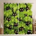 thumbnail image 1 of Feelyou Cartoon Black Kitten Curtains Pack of 2 (42x84 Each) for Teen, Kawaii Anime Cat Curtains Blackout, Spring Green Leaf Plant Bedroom Curtains, Window Curtains Decor, 1 of 6