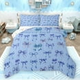 thumbnail image 1 of Feelyou Cartoon Blue Bow Full Size Comforter Sets for Child, Girly Buffalo Bow-tie Bedding Comforter Set, Dreamy Princess Ribbon Reversible Bedding Sets, Lightweight Room Decor, 3pcs, 1 of 8