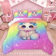 thumbnail image 1 of Feelyou Cartoon Bow Kitten Bedding Comforter Set, Cute Cat Animal Lover Twin Comforter Sets, Dreamy Stars Starry Sky Reversible Bedding Set, Lightweight Room Decor, 2-Piece, 1 of 8